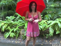 Chica with juicy bottom has fire in her eyes as she rubs dudes beefy dick