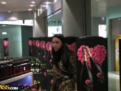 Teen chick Aurita blows cock in airplane